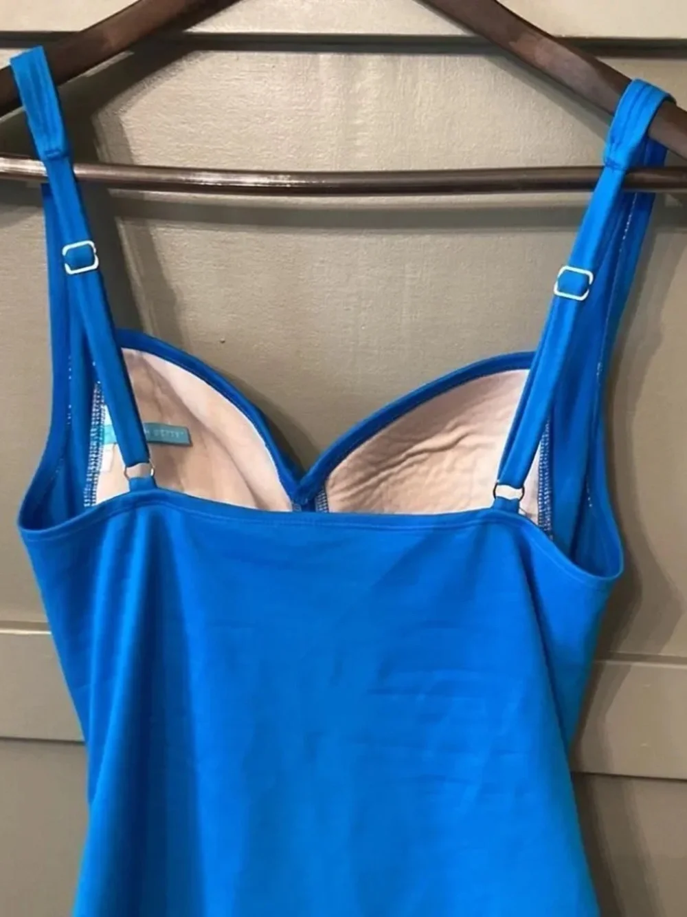 𝅺Beach Betty Blue Tummy Control Slimming Ruched One Piece Swimsuit Size Medium